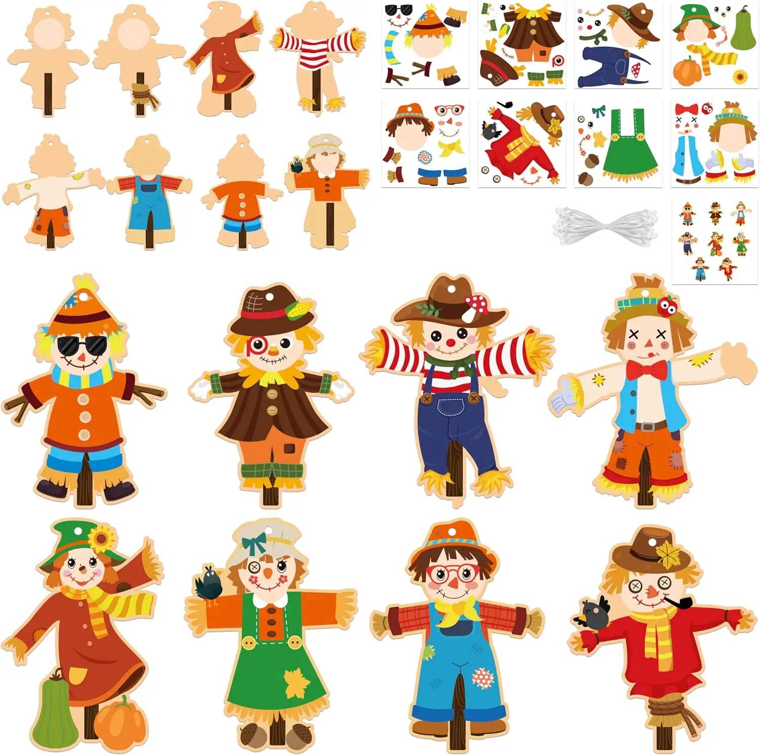 

Fall Scarecrow Craft Kit - 123Pcs Fall Scarecrow Craft Kit DIY Autumn Thanksgiving Ornament Set Home Classroom Game Activities A