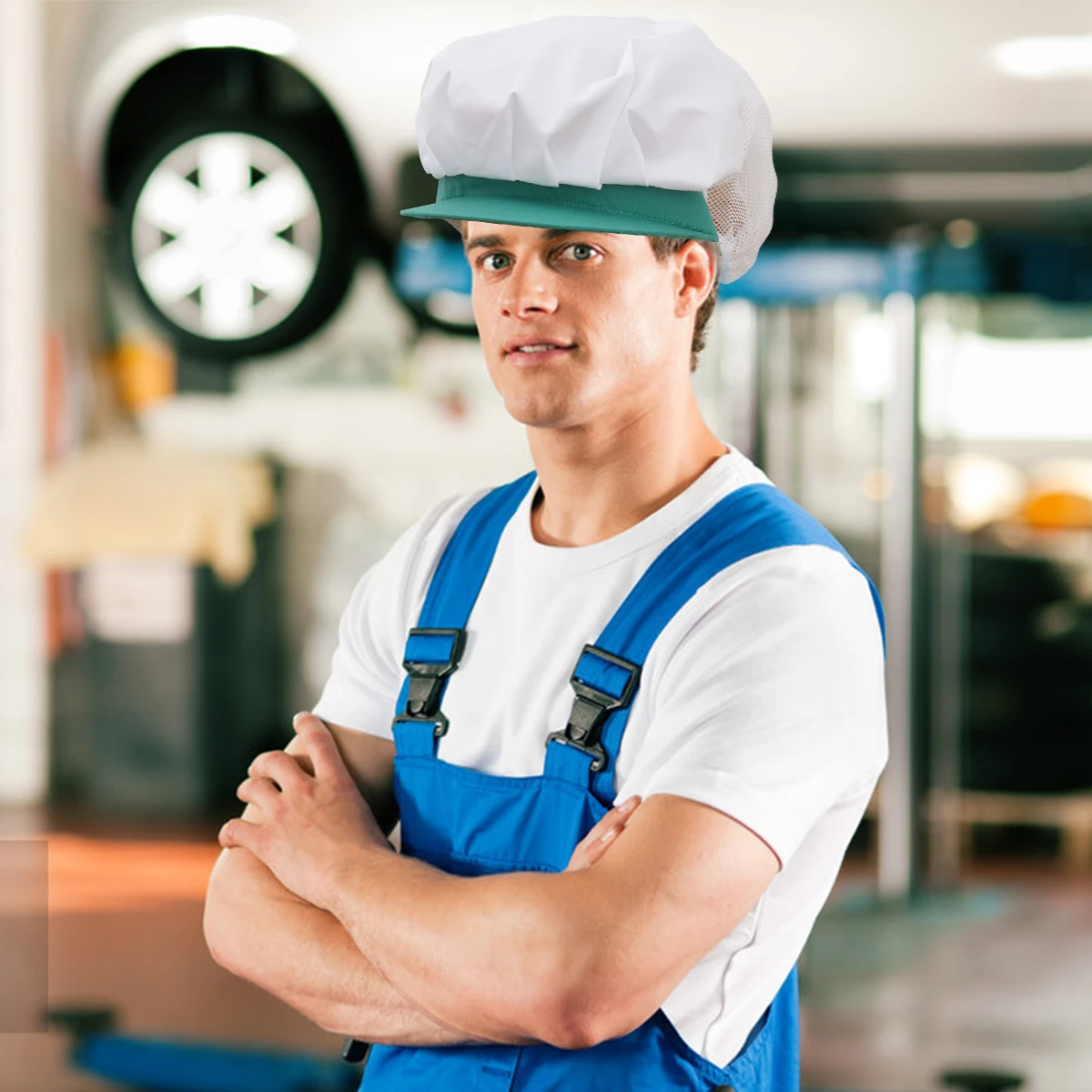 

Breathable Mesh Cap Working Hat Chef Hat Protective Lightweight Reusable Mesh Design Washable Dustproof Hair Kitchen