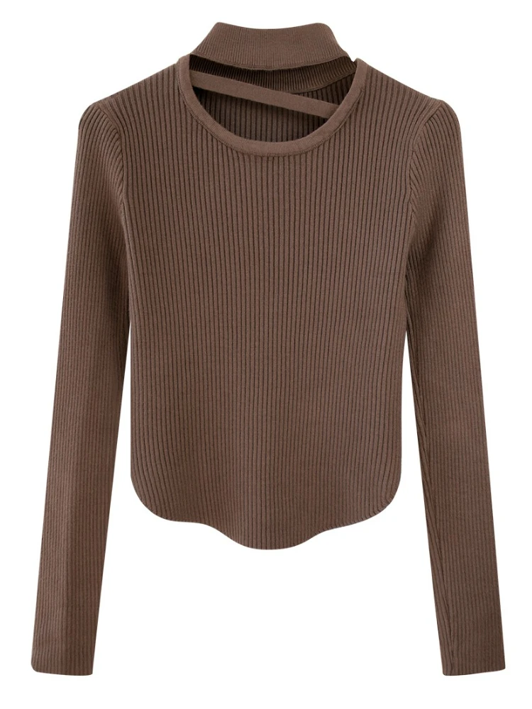 Maglieria calda da donna a maniche lunghe Top solidi Dolcevita coreano scavato Maglione da donna Autunno Inverno Pullover morbidi Maglione