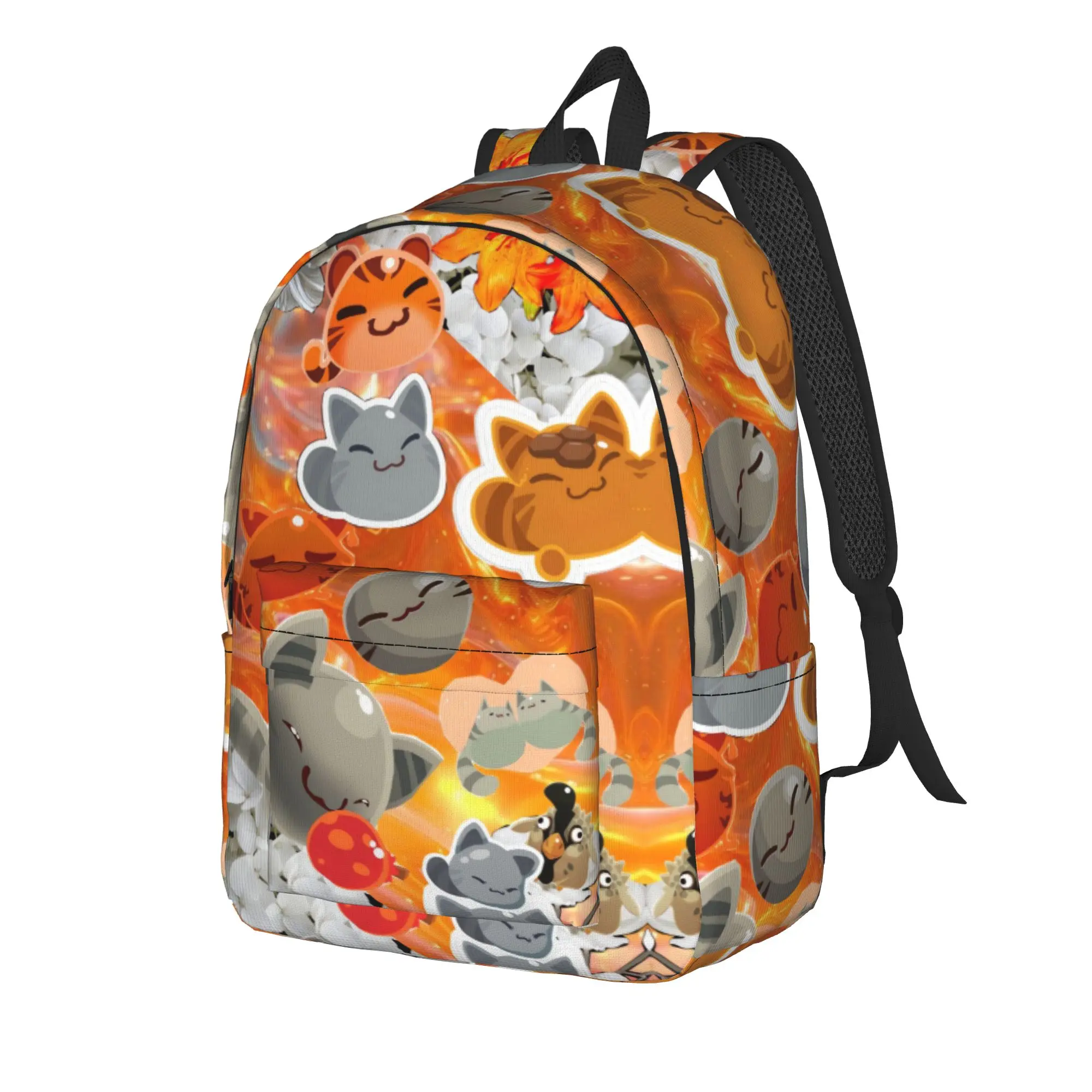 Warm Orange Slime Rancher Backpack Student Unisex  Soft Backpacks Polyester Kawaii High School Bags Hiking Designer Rucksack