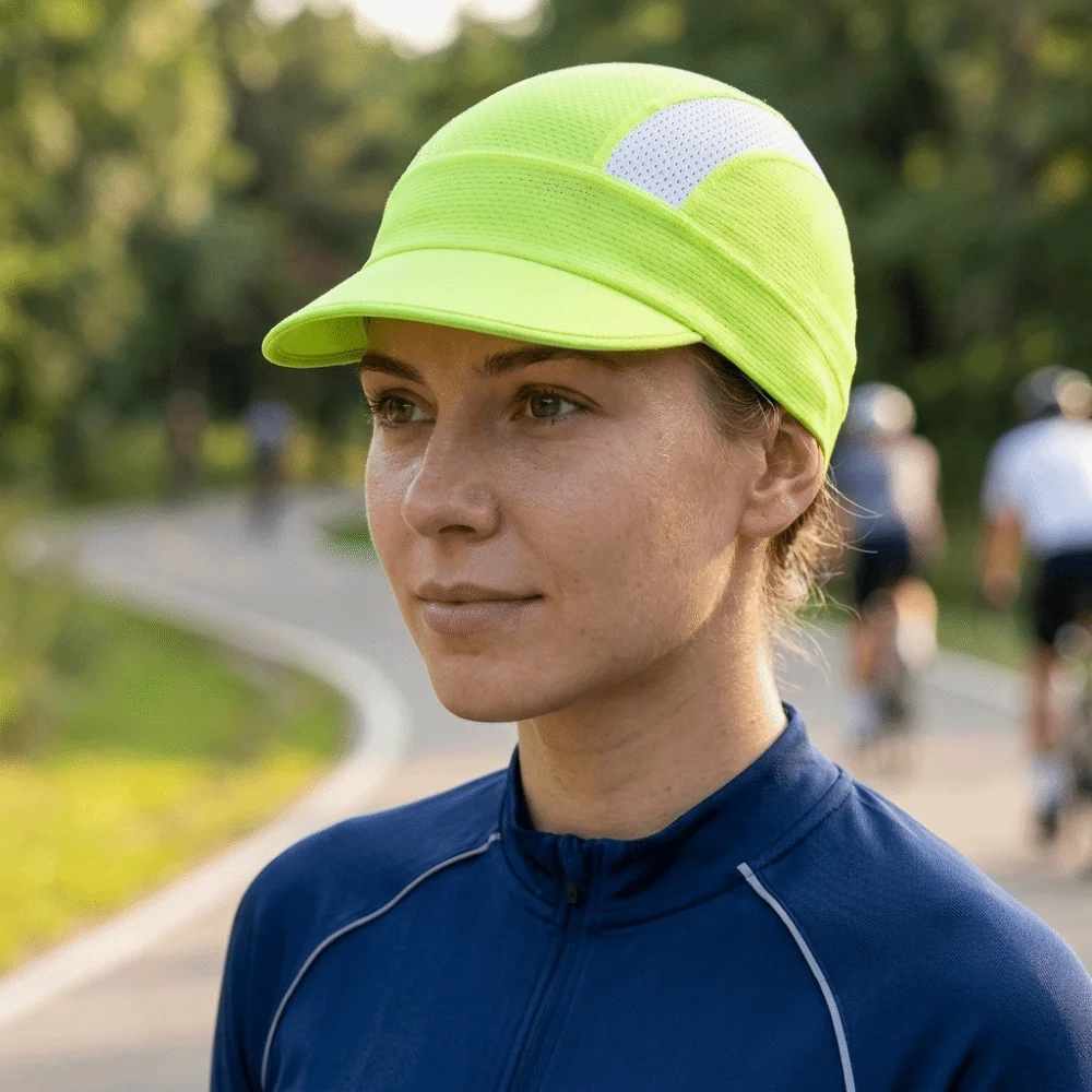 Breathable Mesh Cycling Caps Small Brim Thin Design Running Hat Polyester Material Sweat Absorption Quick Dry Hat Outdoor Sports