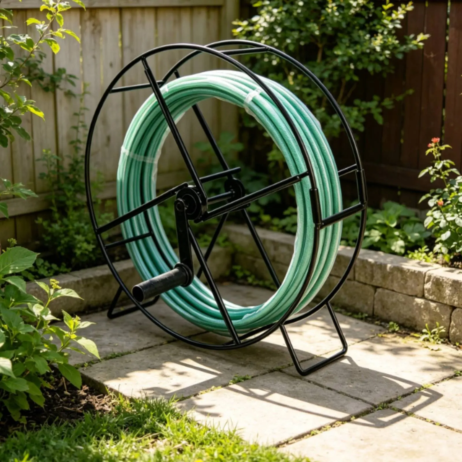 

Manual Water Hose Reel Thickened Frame Fire Hose Reel Farm Equipment Tangle-Clear Effortless Rolling for Firefighting