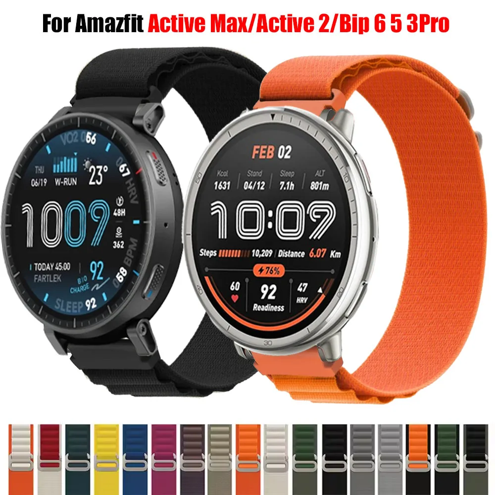 22mm 20mm Watch Band Alpine Loop For Amazfit Active Max Sport Nylon Strap For Amazfit Cheetah Round/Square/Pro/Bip 6 5 Bracelet