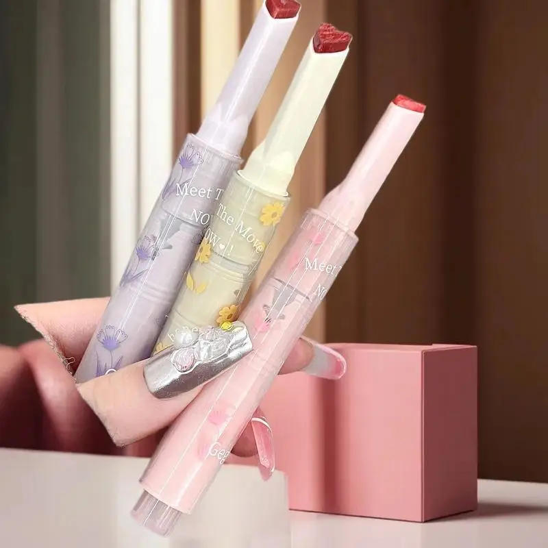 Gege bear Lip Glaze Mirror Glitter Lip Tint Long Lasting Moisturising Love Heart Shape Solid Lipstick Pen Lips Makeup Cosmetic