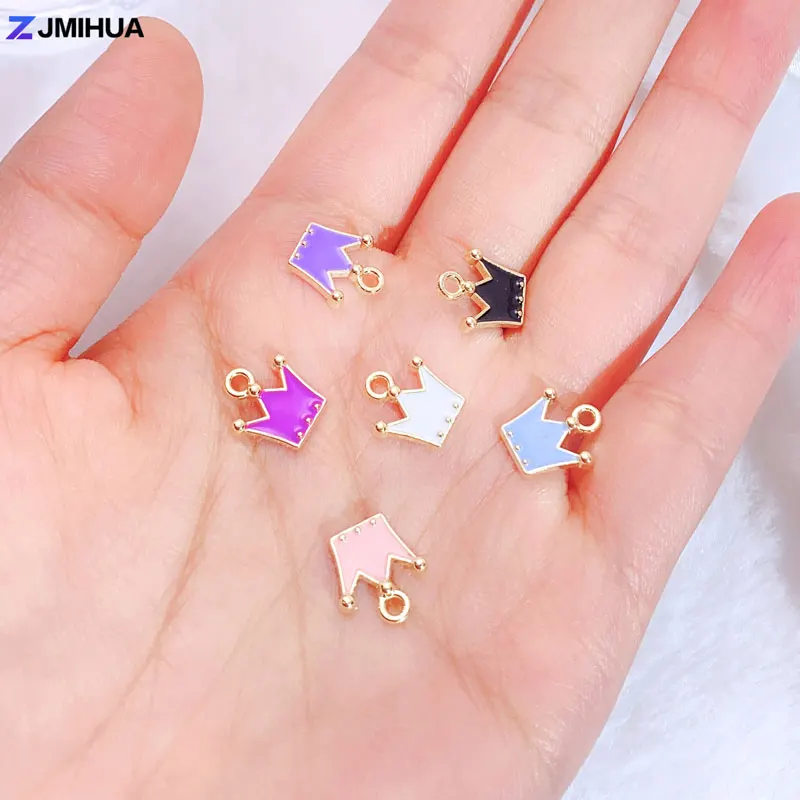 15pcs Enamel Crown Charms Pendants For Jewelry Making Supplies DIY Handmade Women Earrings Bracelets Findings Accessories