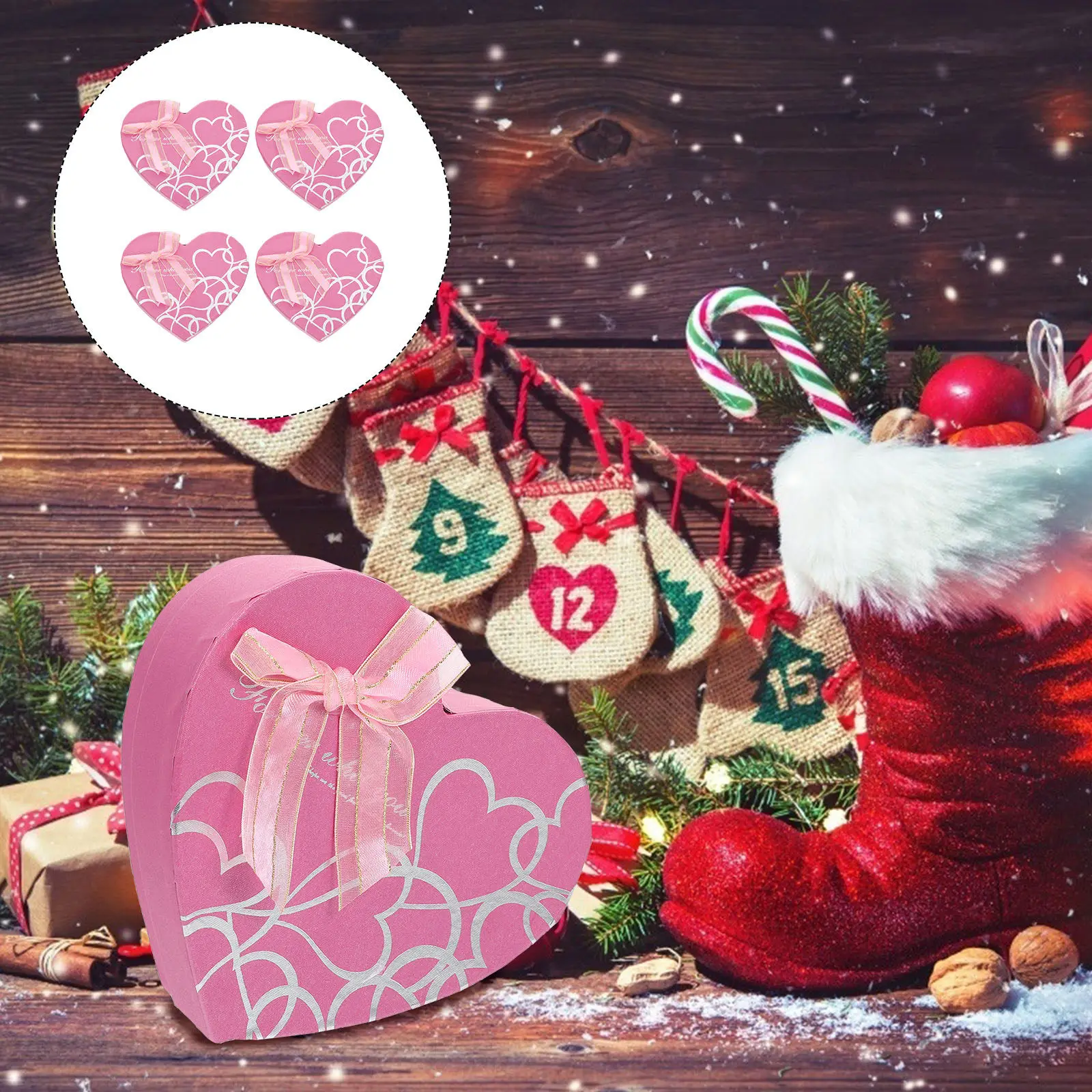 Caja de Regalo de Papel Premium con Forma de Corazón para 4 Bombones, Caja de Almacenamiento de Dulces para el Día de San Valentín y el Día de la Madre, Diseño Creativo de Corazón