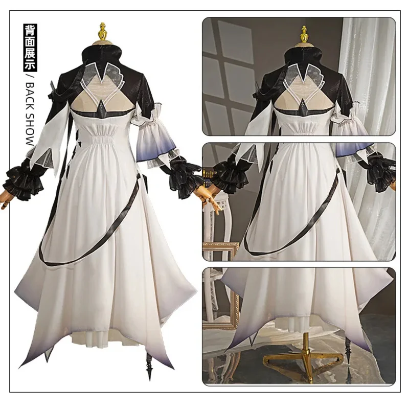 

LQGame Arknights Theresa Civilight Eterna Cosplay Costume Anime Sarkaz White Dress Headwear Wig Woman Halloween Christmas Suit