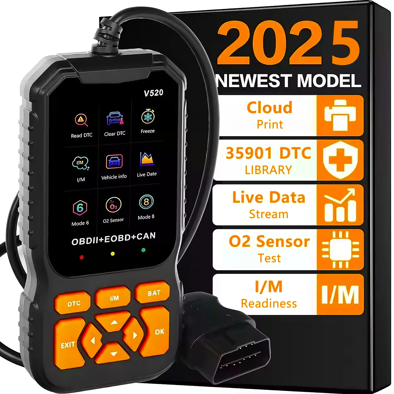 Code Reader Professional V520 Multi-language Automotive OBD2 Scanner Diagnostic Tool Real Time Data OBD2 Fault Error Detector