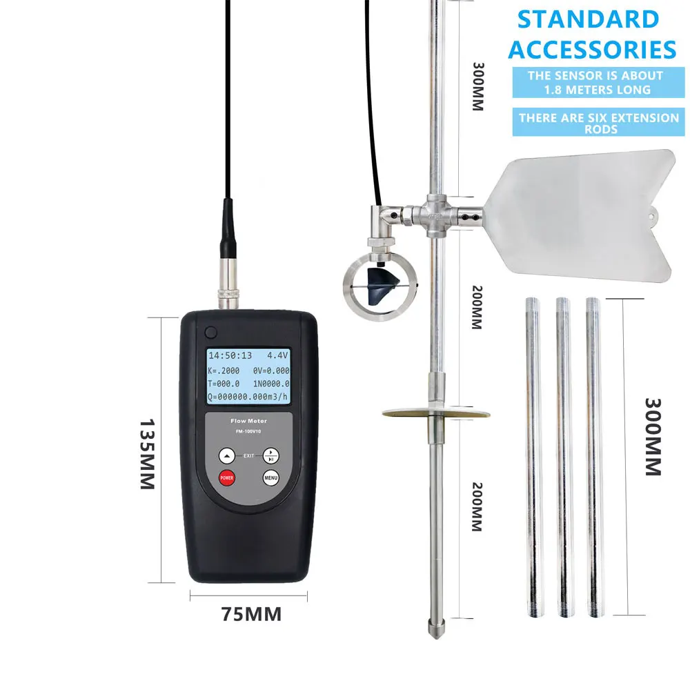 

FM-100V10 портативный расходомер с открытым каналом, портативный прибор для измерения скорости