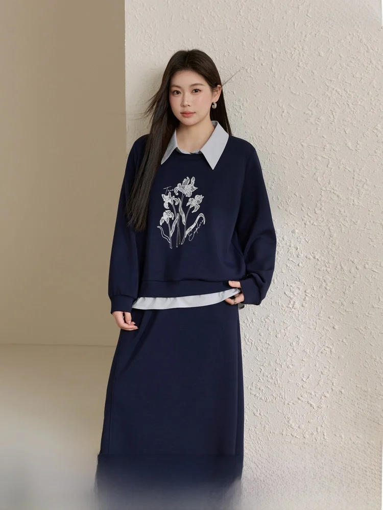 

Loose Comfortable Sweatshirt Set Fashionable Splicing Lazy Two-Piece Set plus Size Spring New Arrival Women's Clothing