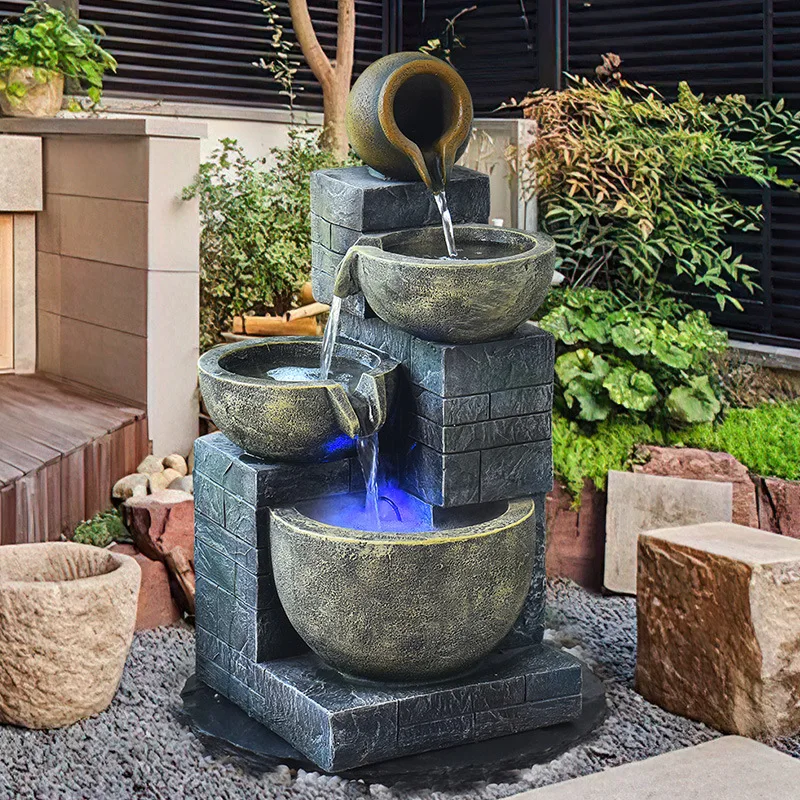 

Garden Waterscape Garden Decoration Ornament Crystal Ball Lucky Fountain Retro Running Water Circulating Water European Retro
