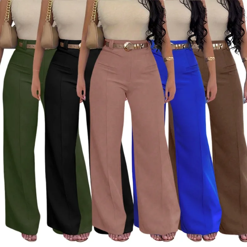 

Трансграничная внешняя торговля Оптовая продажа Женские повседневные модные широкие брюки с высокой талией Утягивающие универсальные свободные длинные брюки