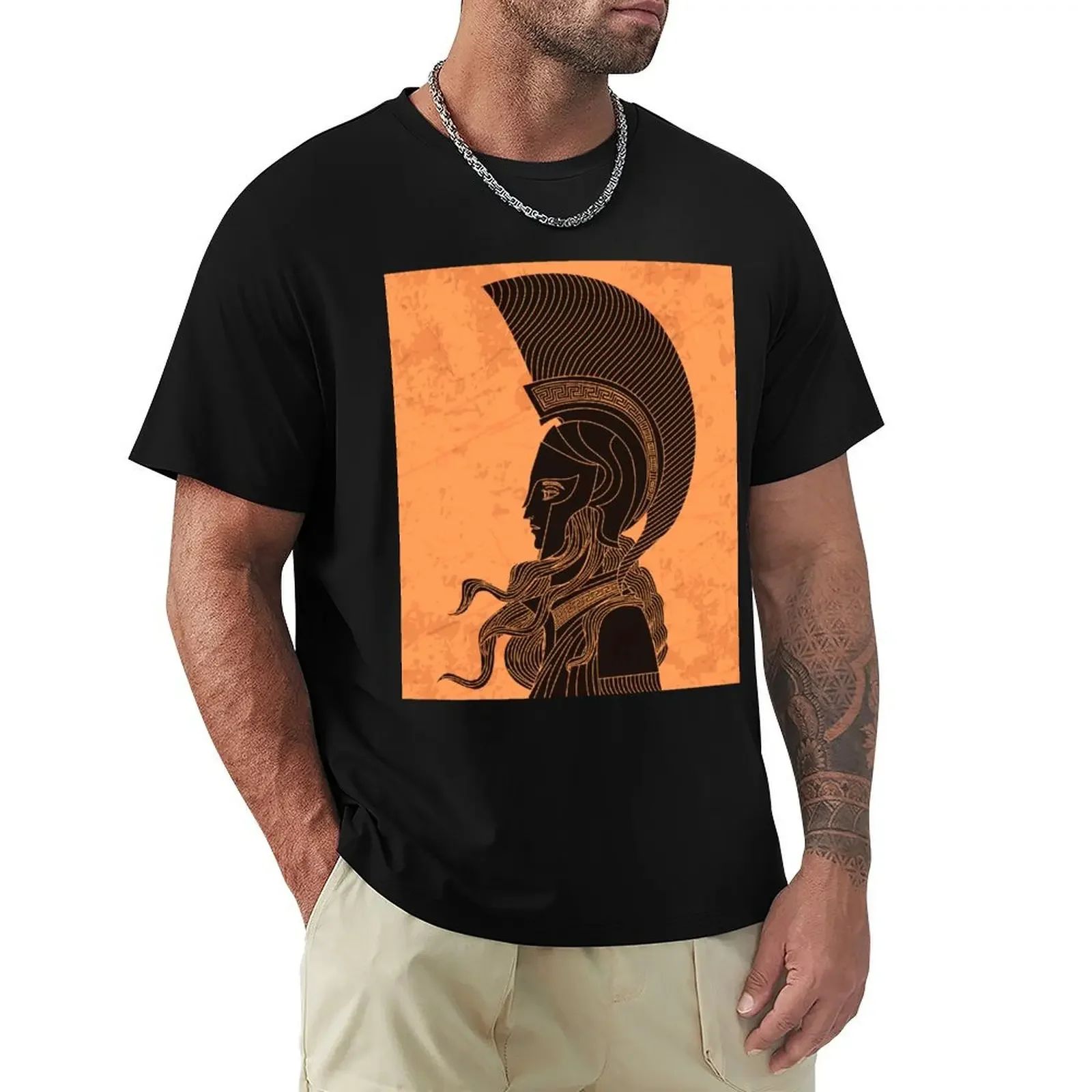 greek orange and black amphora drawing of athena T-Shirt shirts graphic new edition plus sizes t shirts men