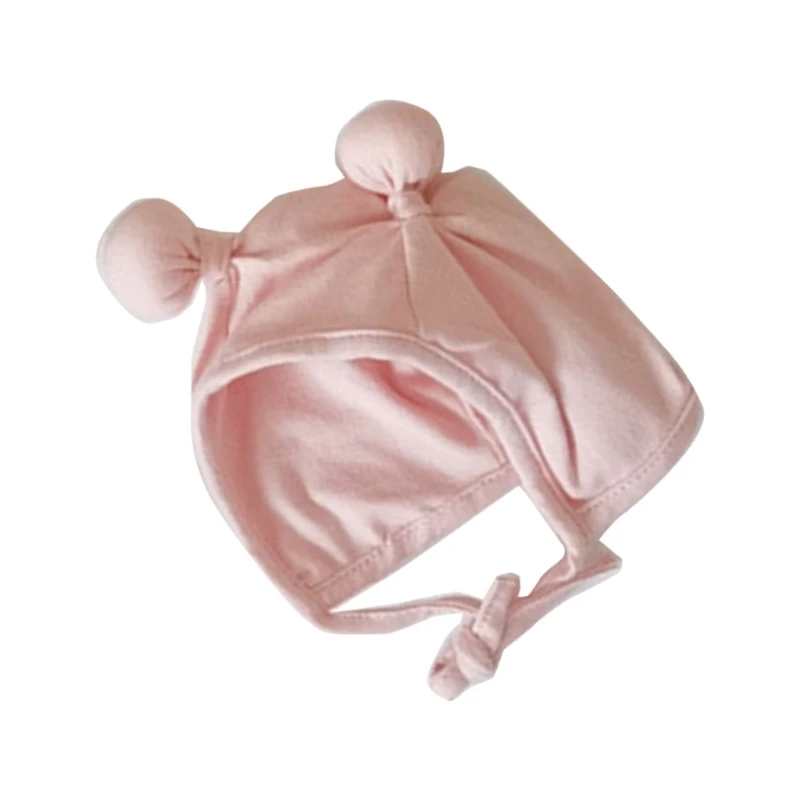 Lovely Baby Hat Spring Summer Double Ball Tie up Ear Protections Caps Fashionable Bonnet Hats with Chin Belt 1560