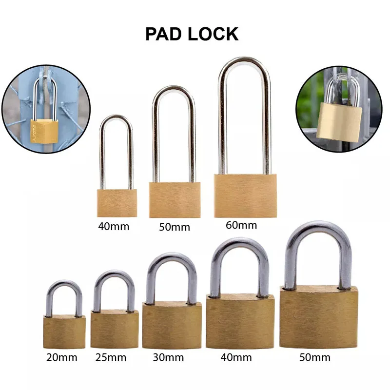 Copper Padlock Wolf Head Brass Lock Small Locks Door Locks 20mm 25mm 30mm 40mm 50mm 60mm Not Rust Lock Core Include Keys