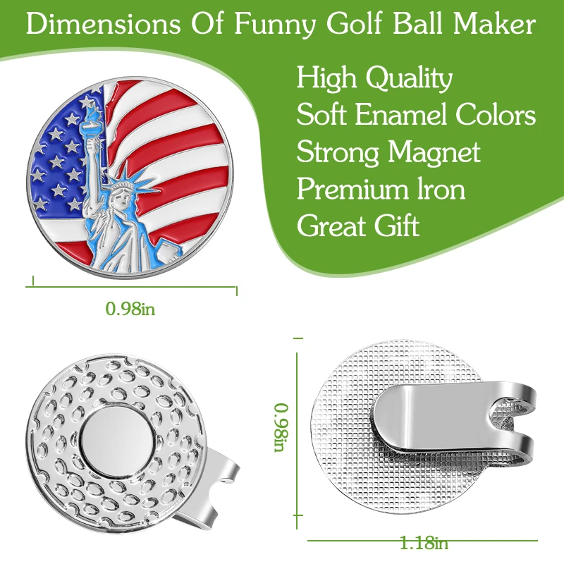 Golf Ball Marker Cap Clips Statue of Liberty Sport Baseball Hat Metal Magnetic Clips Accessories Gift Clothing Golf Supplies