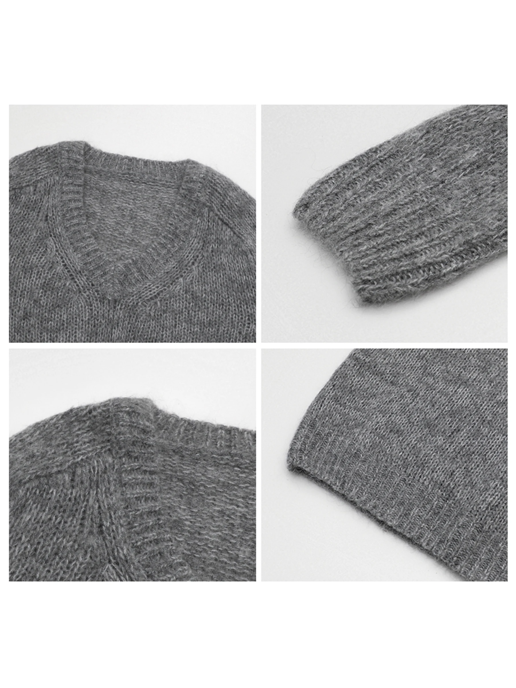 CHIC VEN Korean Women Sweaters Loose Casual Solid New V-neck Mohair Soft Female Knitted Jumpers Pullovers Autumn Winter 2025