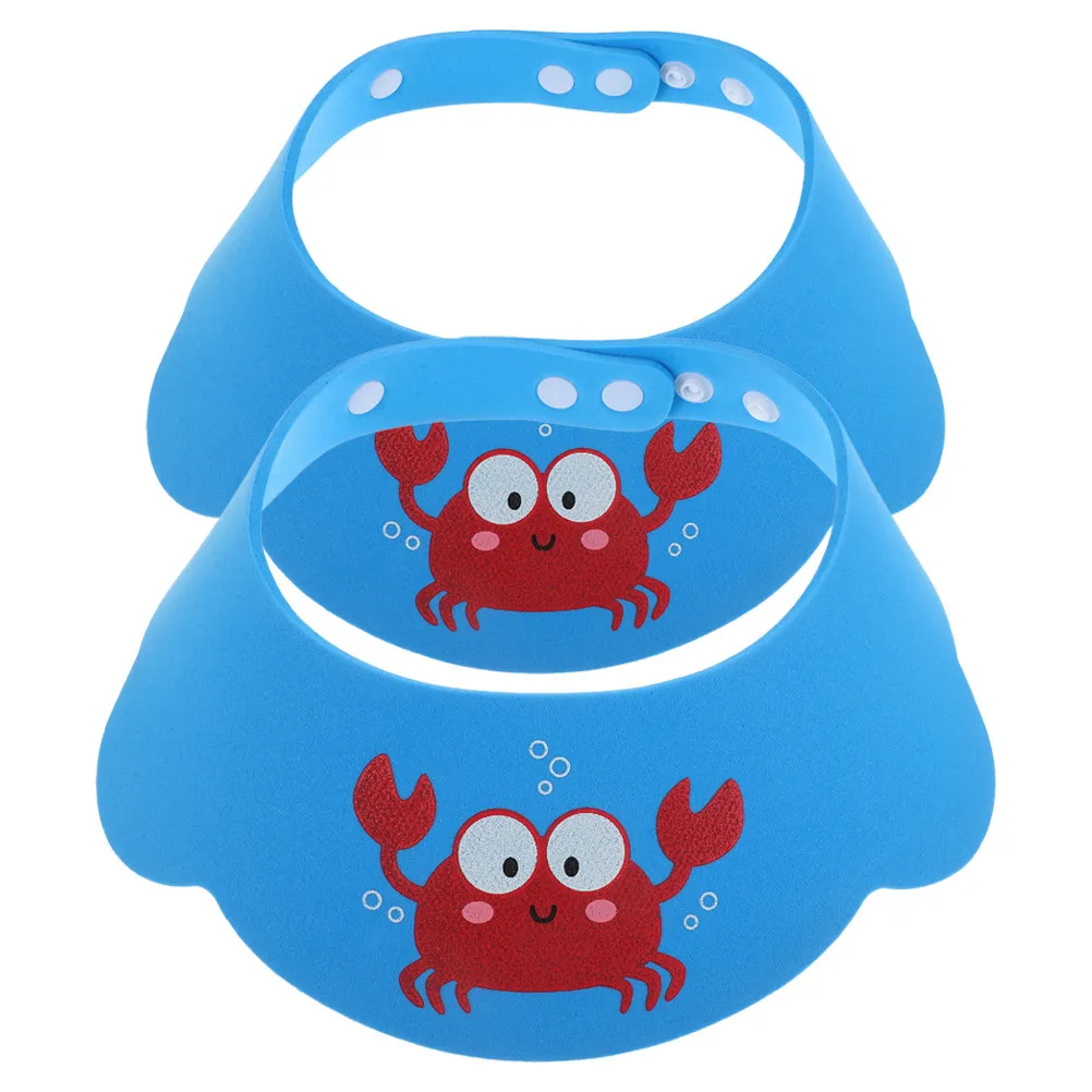 

2 шт. утолщенные детские шапочки для душа и ванны, регулируемые, для мытья волос младенцев, защитные, с мультяшным рисунком, для плавания