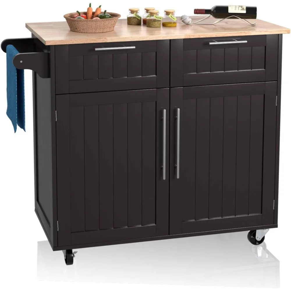 

Kitchen Island Cart Rolling Storage Trolley Cart Farmhouse Islands Home Coffee Bar Serving Utility Cart with Drawers,Cabinet