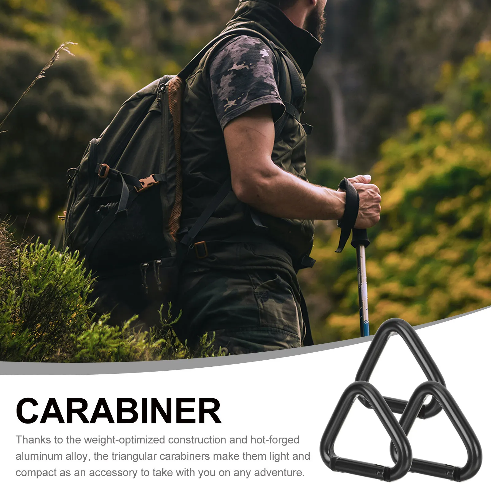 3Pcs Heavy Duty Carabiner Triangle Buckle Metal Clip Climbing Hanging Buckles for Outdoor Sports Triangle Carabiner