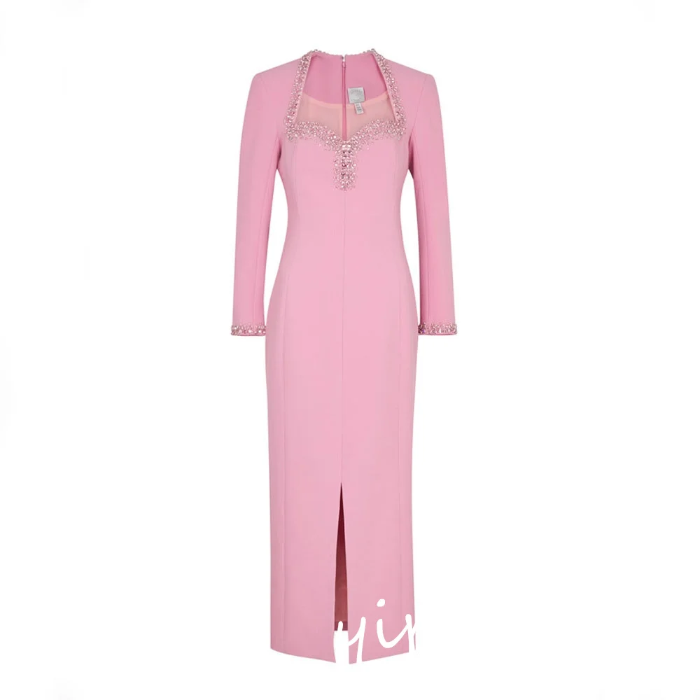 Customized Jiayigong Classic Modern Style Formal Evening Square Collar A-line Beadings Bespoke Occasion Dresses
