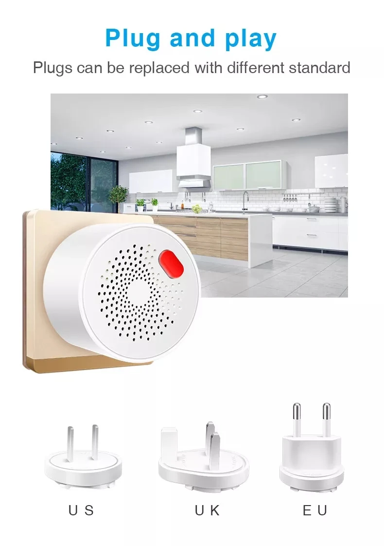 SMARSECUR-Gás GPL Leak Alarm, Fire Security Detector, Controle APP, Smart Home Vazamento Sensor, Tuya, Wi-Fi