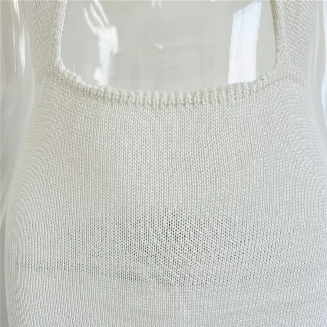 Sexy Strick-Neckholder-Kleid mit V-Ausschnitt und Schlitz, Maxikleid für Damen, 2026, schickes rückenfreies Partykleid mit Cut-Outs, Party-Badebekleidung, Cover-up V6164 – Detail 12