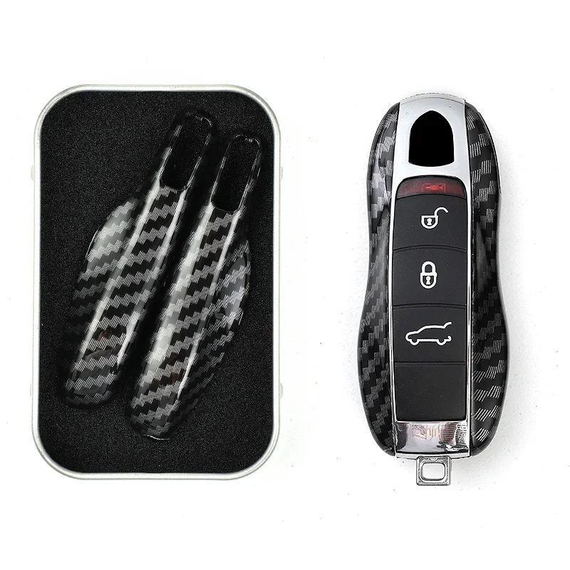 For Porsche Boxster Cayman Panamera Cayenne 911 car key cover 918 997 991 carbon fiber key case car accessories protection cover