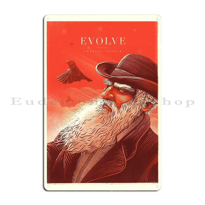 Evolve Charles Darwin Kikos Metal Plaque Poster Pub Plates Plaques Create Cave Printing Tin Sign Poster