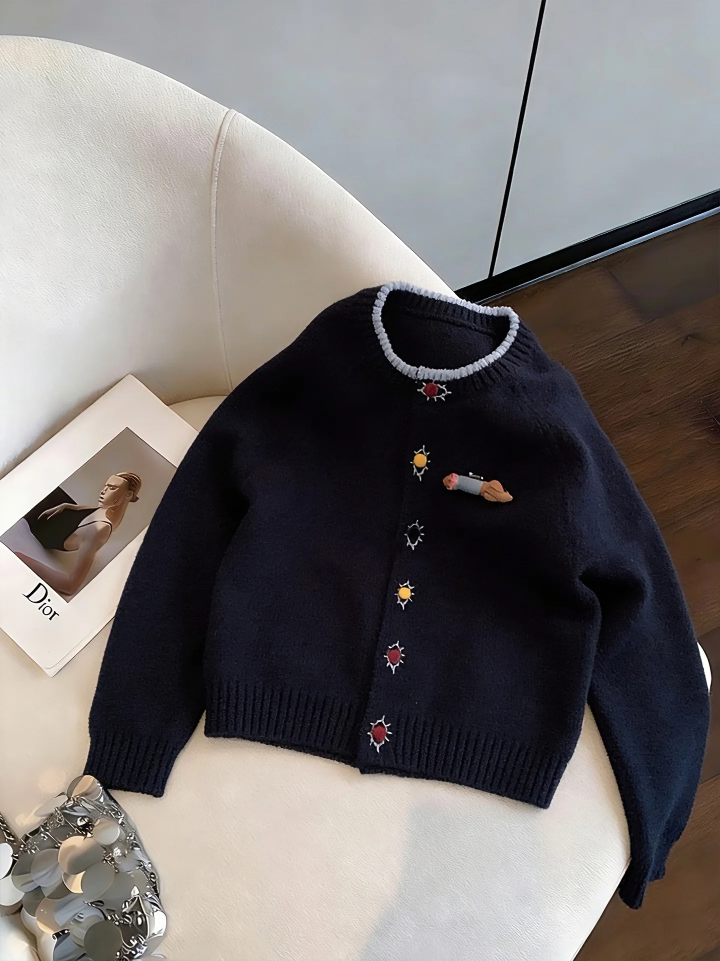 

Korean Design Sense Knot Knitted Open Cardigan Sweater Men's Faion Loose Slimming Versatile Top Spring Autumn