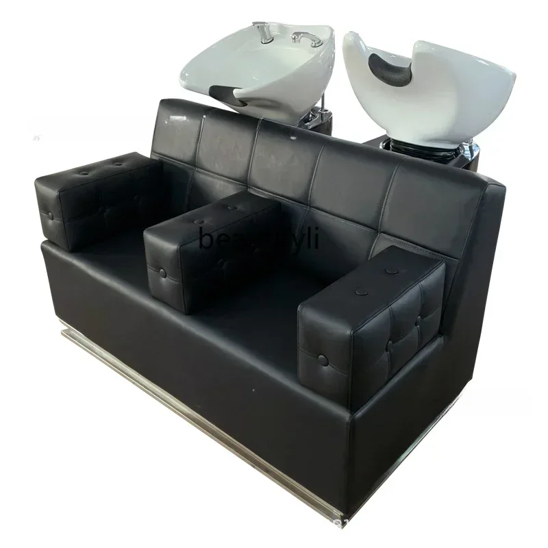 

YH Hair Salon Lying Half Shampoo Chair Flushing Bed Massage Couch Barber Shop Ceramic Basin Salon Bed