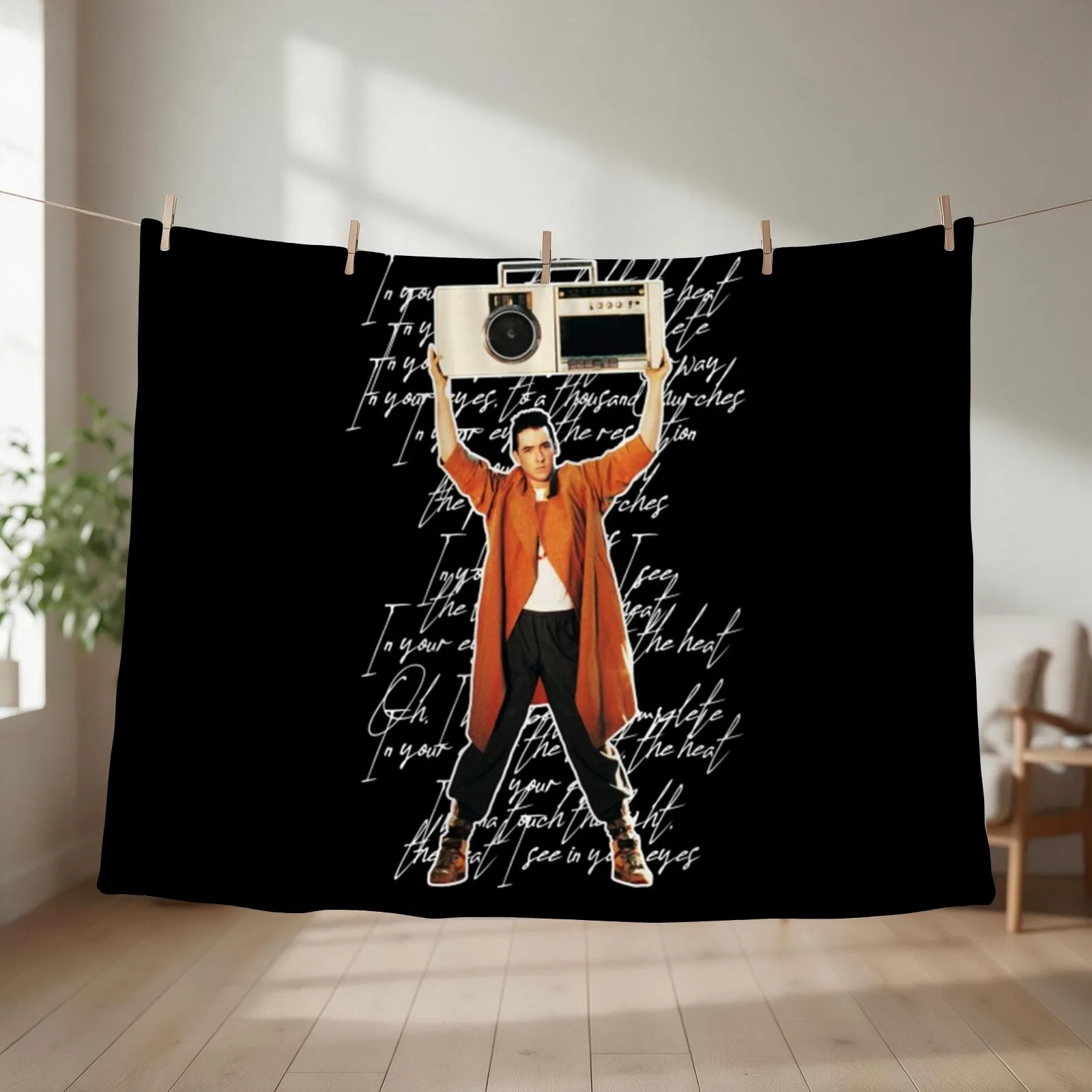 Say Anything... Retro 80s John Cusack Tribute T-Shirt Throw Blanket couch cozy soft plush fuzzy picnic outdoor blanket