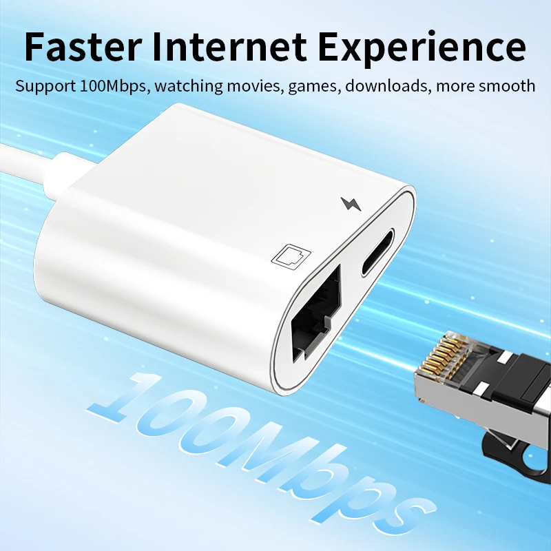 Unnlink-Adaptador USB C a RJ45 Lan, concentrador de tarjeta de red de 100Mbps con carga tipo C para TV Box, PC, ordenador portátil, teléfono,