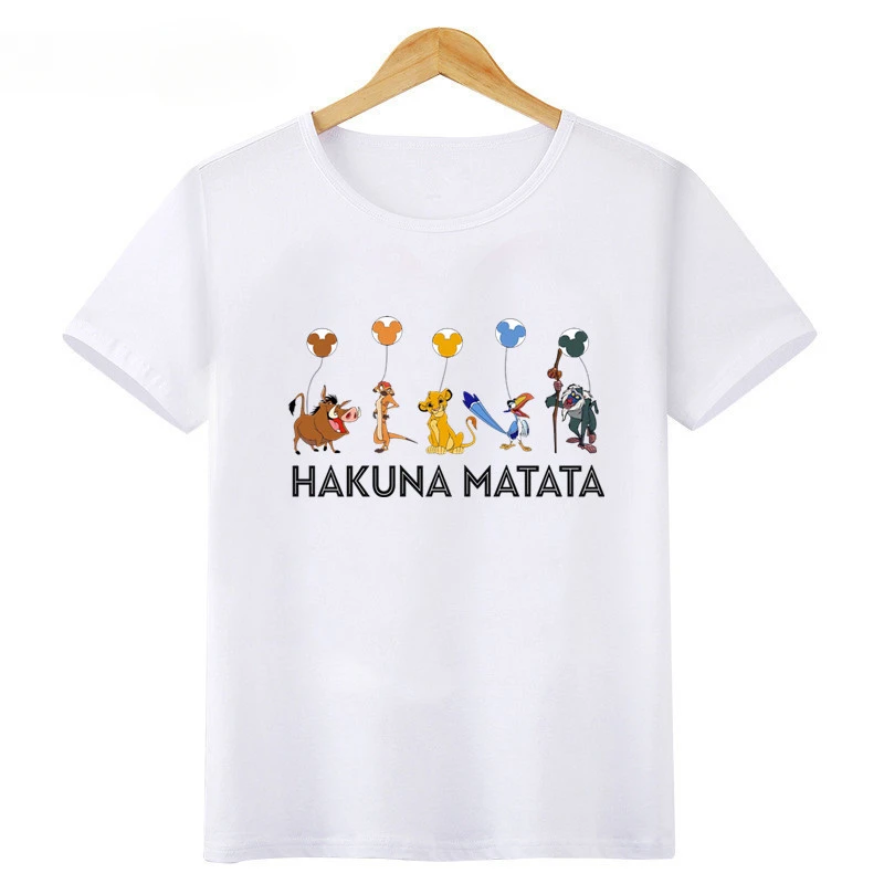 Disney Kids Cotton T-shirt HAKUNA MATATA Lion King Cute Simba Print Girls Clothes Baby Boys T Shirt Funny Children Clothing