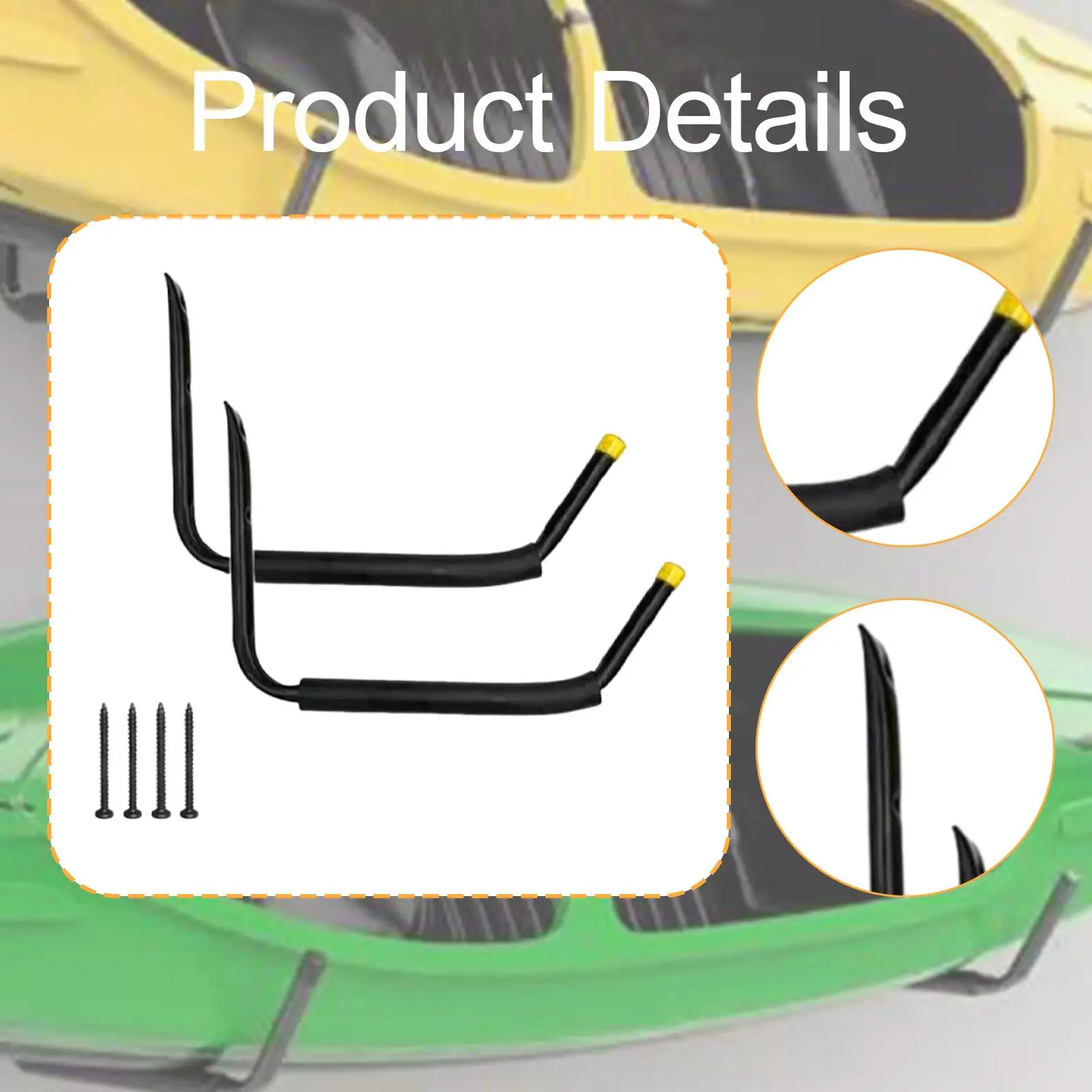 رف تخزين كاياك، خطاف كاياك محمول عالي التحمل، حامل مهد معلق، حامل كاياك للدراجة على الجليد، أدوات داخلية لركوب الأمواج #5