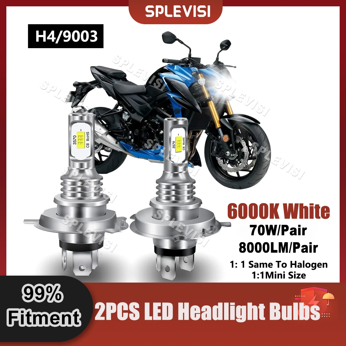 

SPLEVISI Moto Fitment LED Headlight H4/9003 Bulbs Fits For Suzuki Katana 1100 GSX1100F 1988 1989 1990 1991 1992 1993