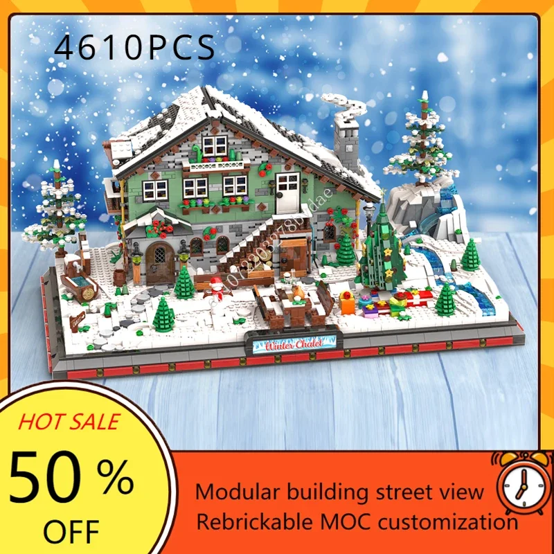 

4610PCS Winter Chalet Modular MOC-910004 Creative street view Model Building Blocks Architecture Assembly Model Toys Gift