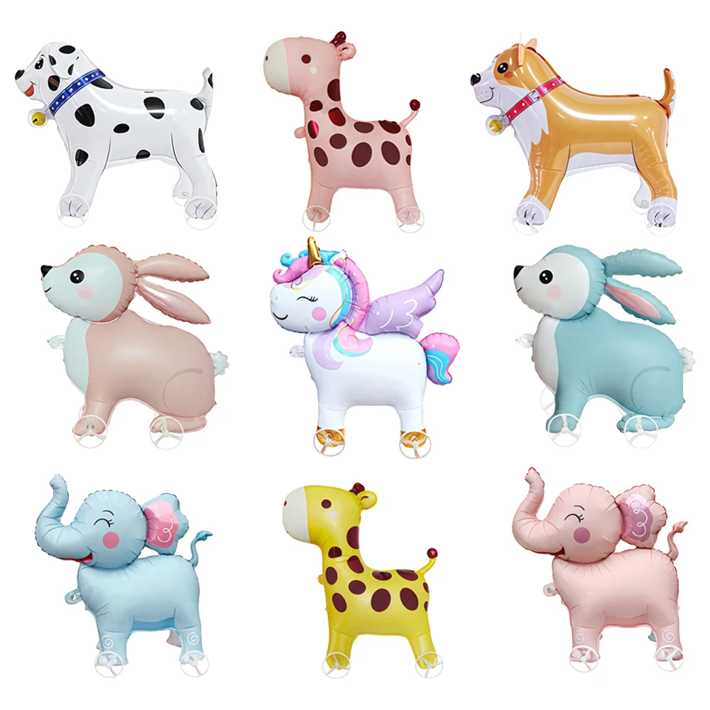 

4D Cartoon Animal Walking Foil Balloons on Wheels – Panda, Rabbit, Unicorn, Elephant | Birthday Party Decoration for Kids, Baby