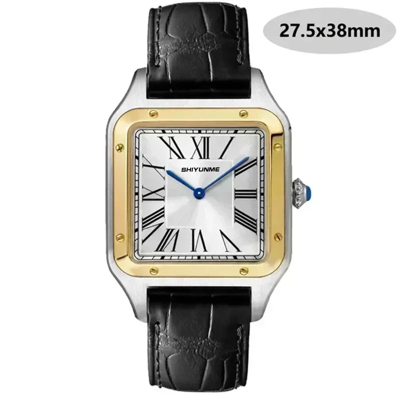 WATCH1 Store  High Quality Sapphire Watch Couple Quartz Watch Men And Women Fashion Square Leather Battery Small Square Watch