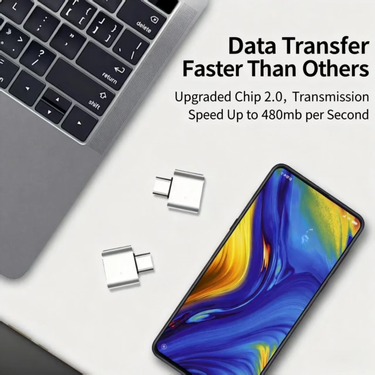 USB C to USB Adapter, USB C Male to USB 2.0 Female OTG Adapter, Transfer Data Fast Charge, for Smartphones, Lops USB Flash Drive