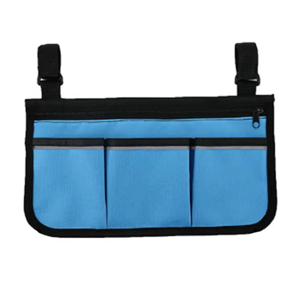 Black Wheelchair Organizer Easy Install Wheelchair Accessory Storage Double-Stitched Seams Easy Maintenance Adjustable Straps