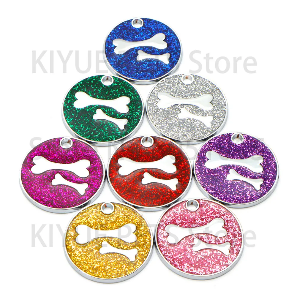 100Pcs Dog Id Tag Metal Labels Heart Flower Round Shiny Handmade Color Alloy Charm Hand Made Clothing Accessories KeyRing