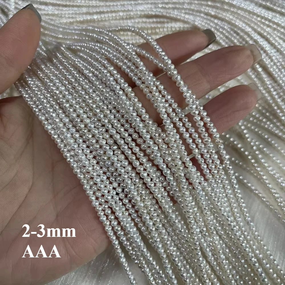 2-3mm AAA Natural Freshwater Pearls Threaded Oval Shape Gift Spacer Beads for Jewelry Making DIY Necklace Bracelet Accessories