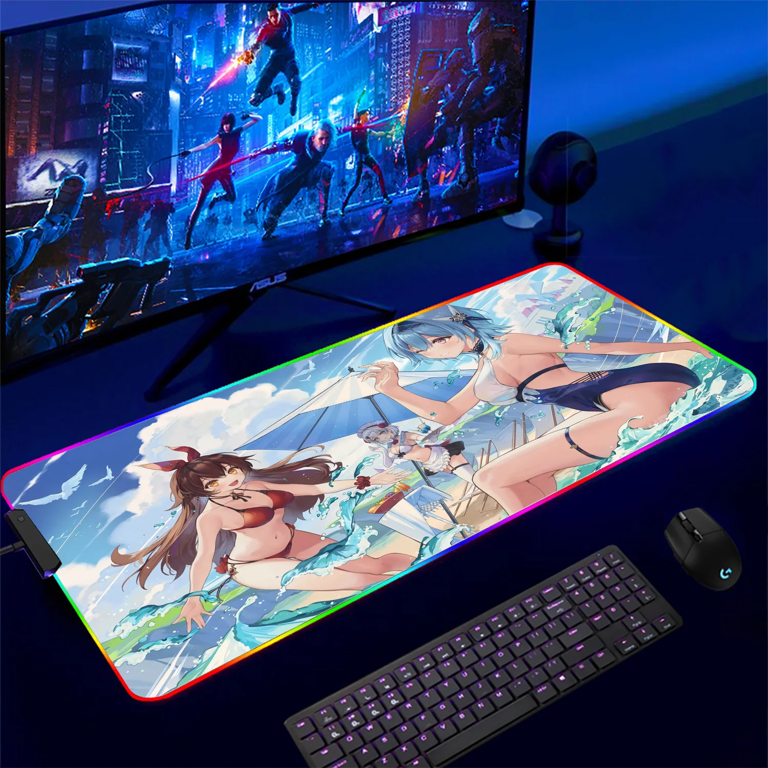 RGB Elena Etty Large Mousepad Keyboard Pad Blue Archive Mouse Pad Room Accessories Kawaii Anime Mousepad for Gamer Table Pad