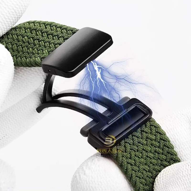 Nylon Canvas Watch strap For Omega Seiko Tissot CASIO 18mm green gray black red Quick release watchband Magnetic Folding buckle