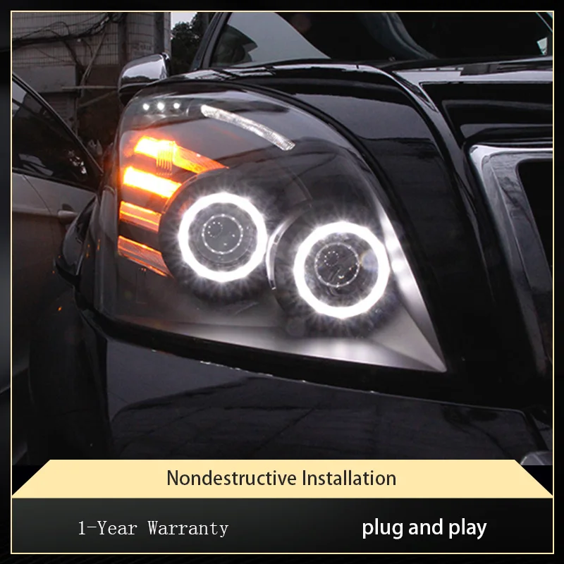 Car Styling Headlights For Toyota Prado LC120 LED 2003-2009 Angel Eyes Design DRL Signal Projector Lens Automotive Accessories