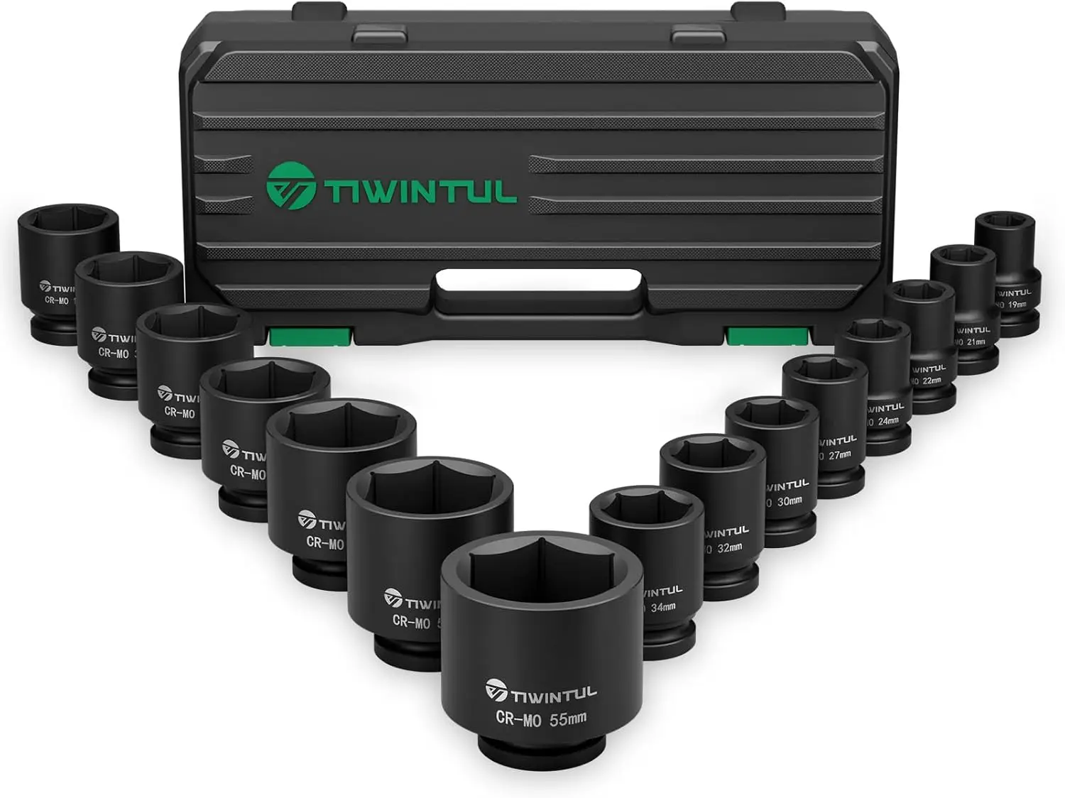 

3/4 Inch Drive Impact Socket Set, 15-Piece Heavy Duty CR-MO Steel Metric Sockets 17-55mm for Auto and Truck Maintenance