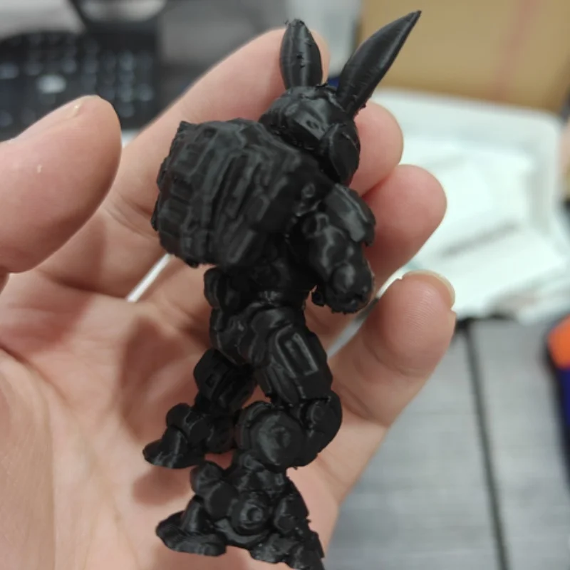 3D Printed Plastic Mecha Easter Bunny Figurine, Sci‑Fi Armored Rabbit Model With Gun, Creative Desktop Ornament Home Office
