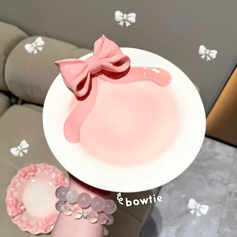 

Little princess, bow tableware set ceramic household rice bowl dessert fruit breakfast plate ins cute
