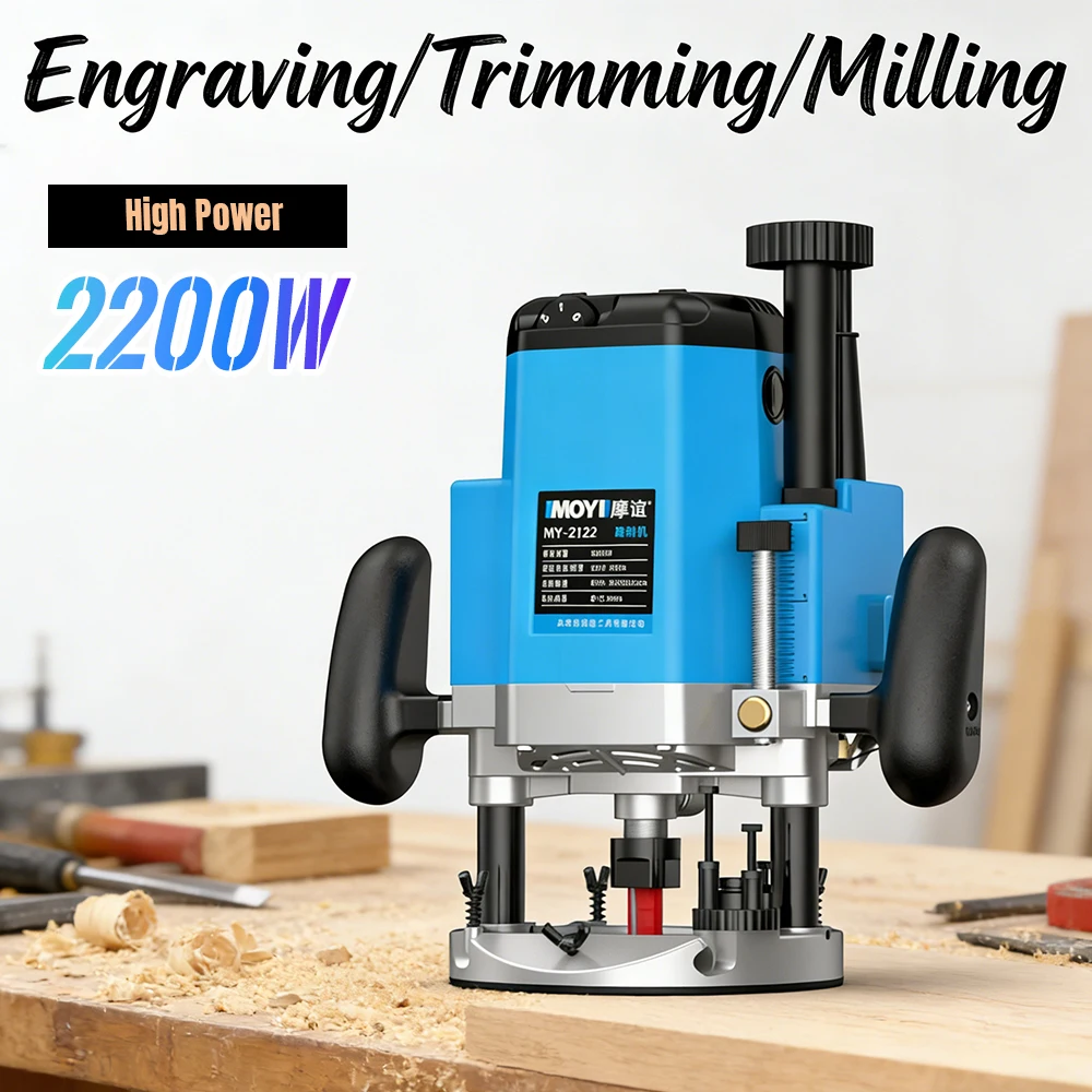 Tungfull 2200W High Power Wood Plunge Router Electric Trimming Milling Machine For Wood Carving Grooving Tenoning DIY Tool